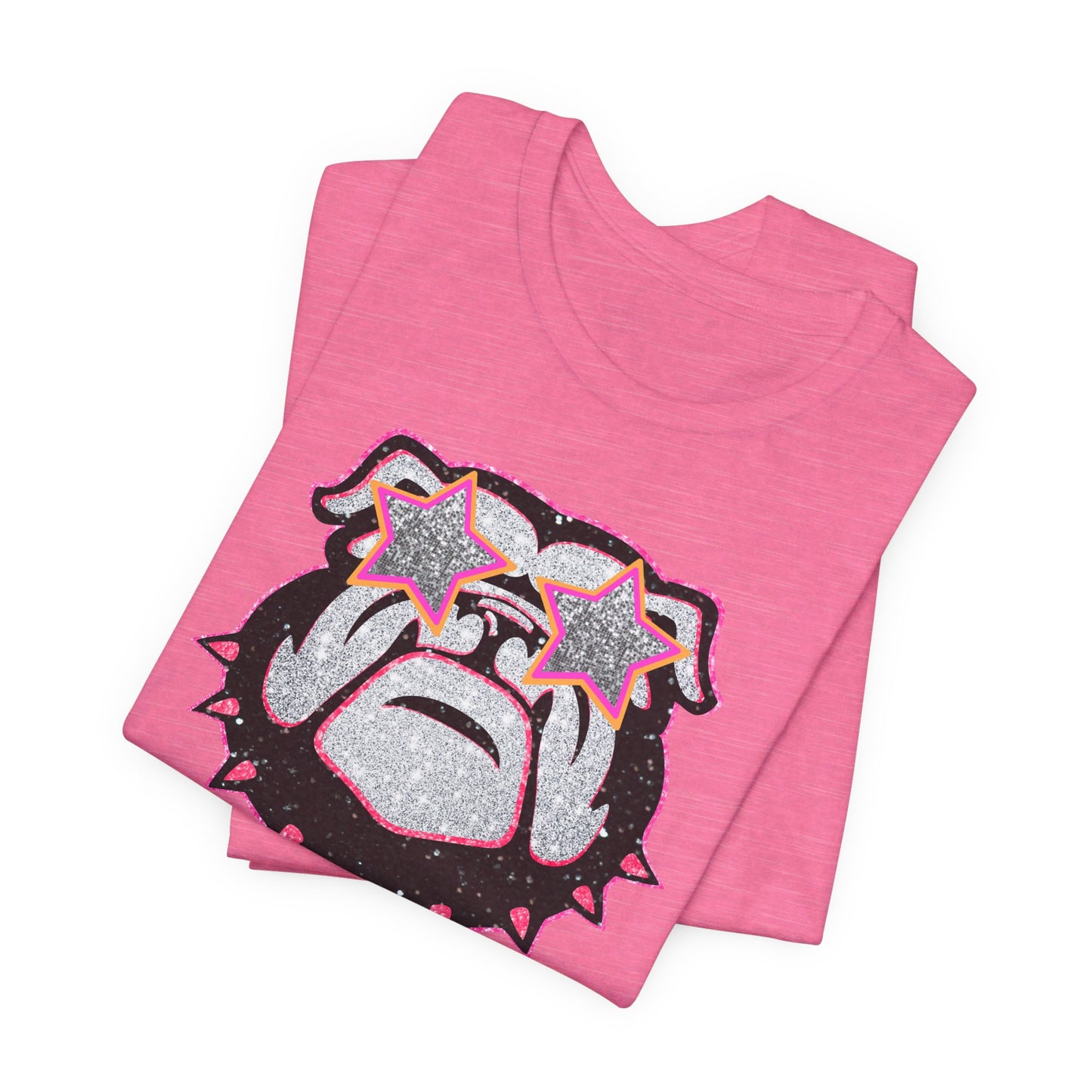 UGA Bulldog Lady Tee in Faux Black, Pink and Silver Glitter