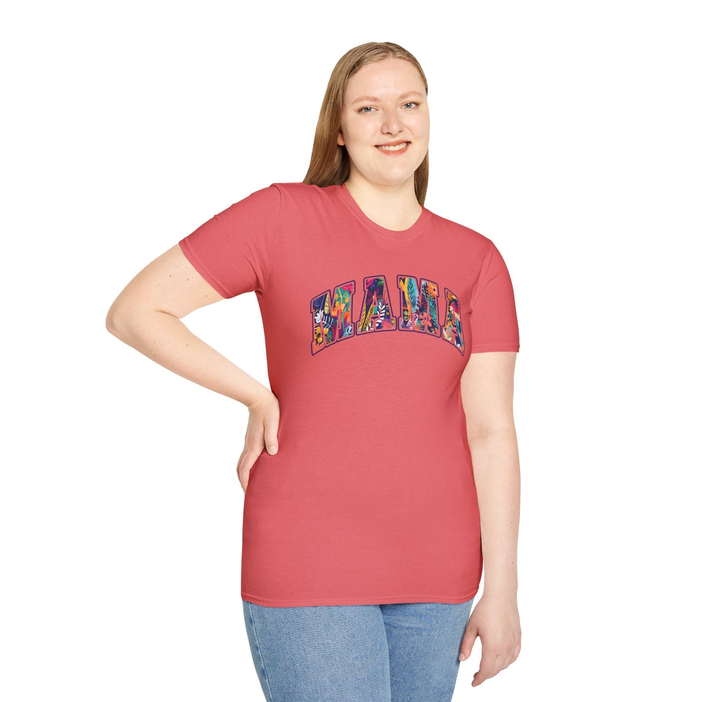 Floral "MAMA" Shirt – Bold, Bright, and Beautiful - Unisex Softstyle T-Shirt