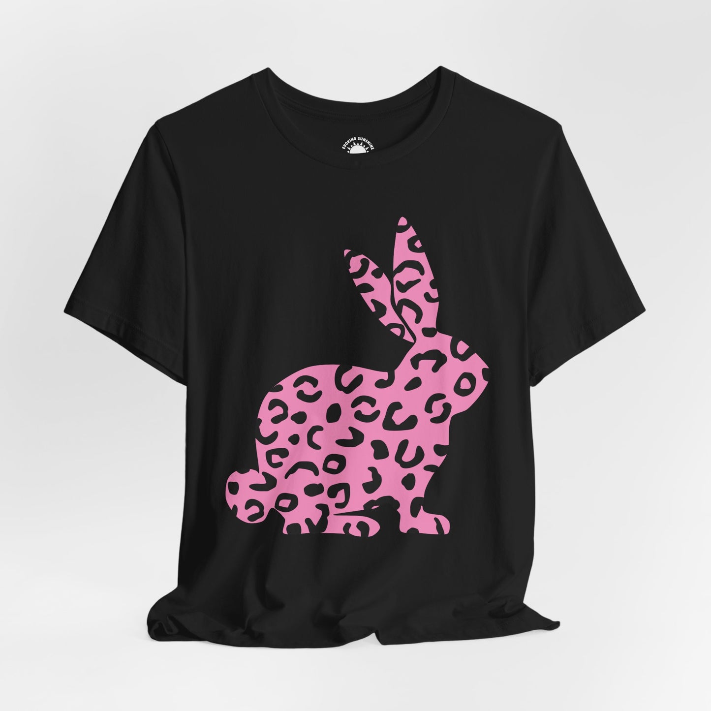 Pink Leopard Bunny Tee, Easter Shirt for Animal Lovers, Leopard Print T-shirt, Rabbit Lover Gift, Easter Bunny Top, Leopard Tee Shirt,