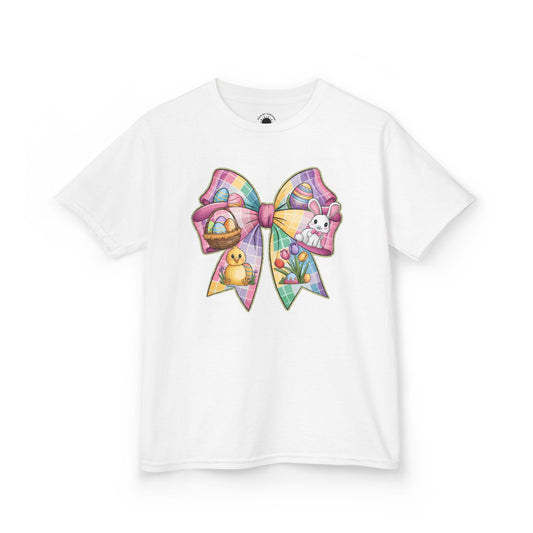 Easter Bunny Kids Tee - Cute Colorful Bow Design