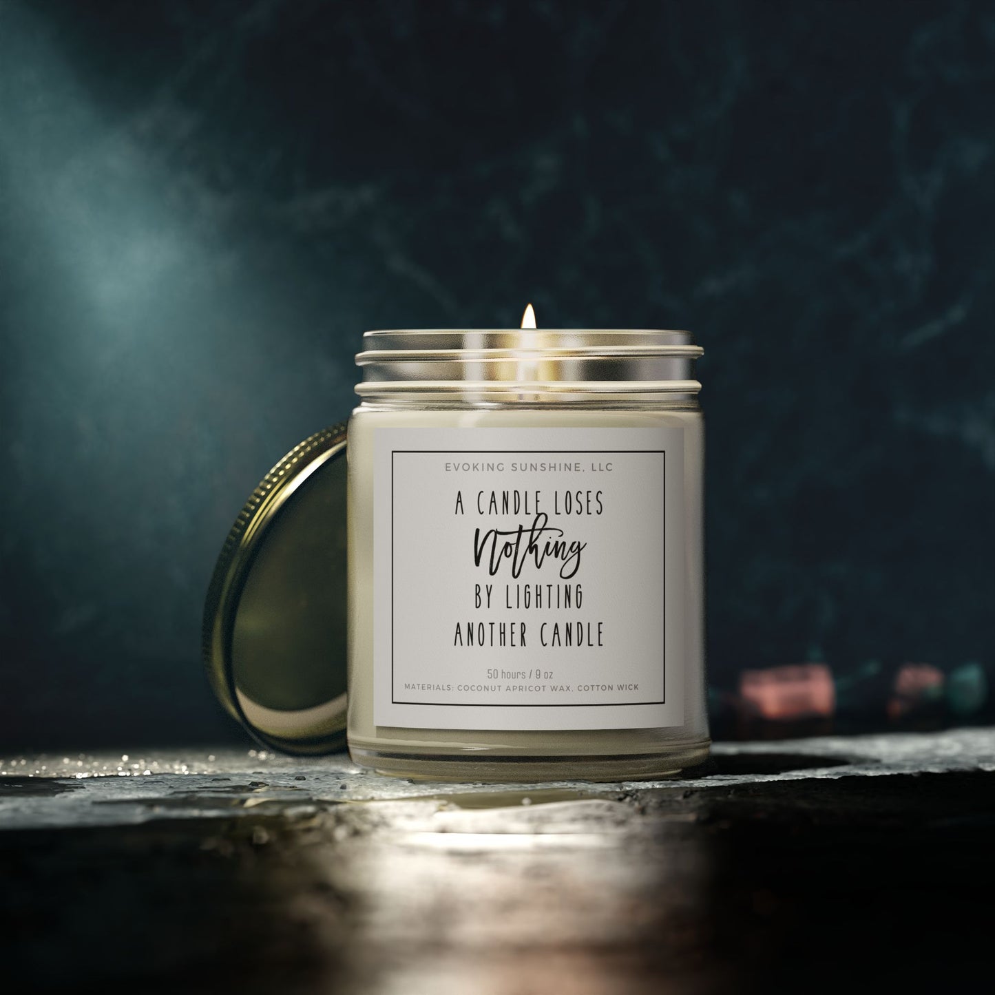 9oz Scented Candle, 'A Candle Loses NOTHING by Lighting Another Candle', Hand-Poured in the USA, 9 Scents, Coconut Apricot Wax