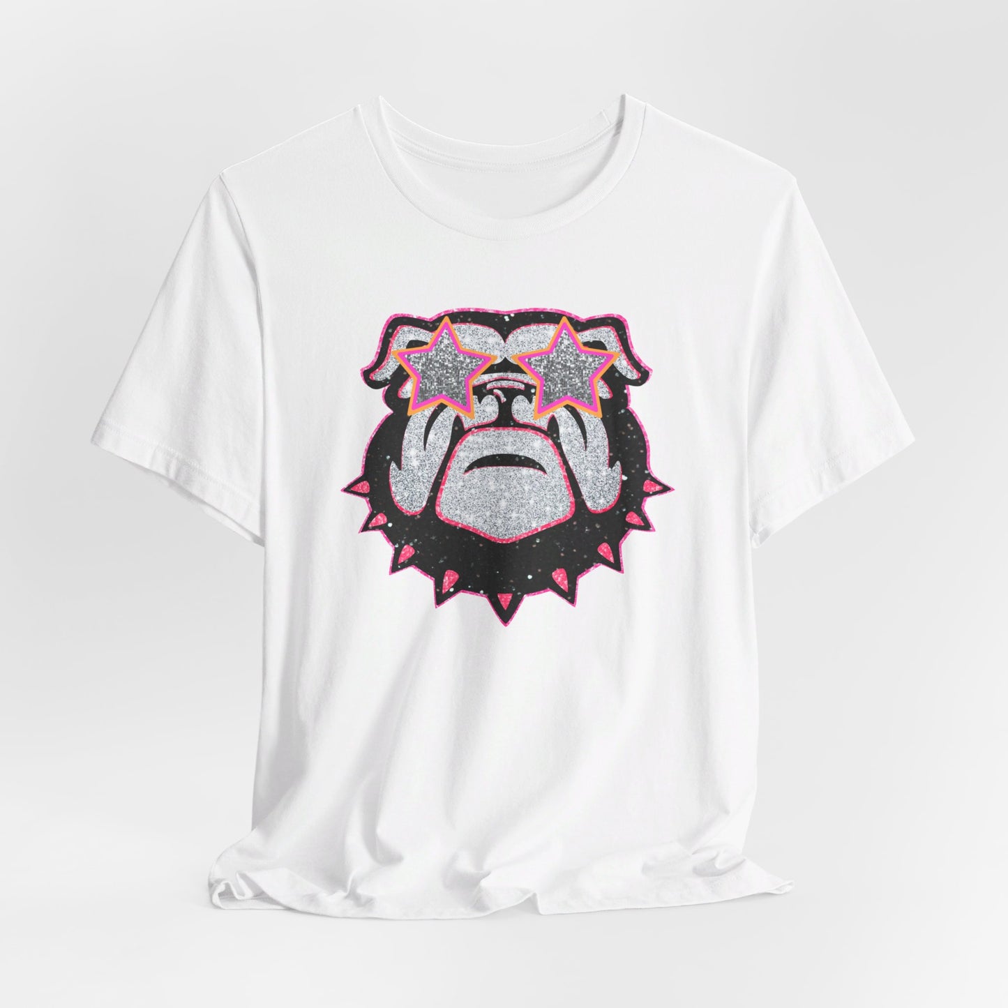 UGA Bulldog Lady Tee in Faux Black, Pink and Silver Glitter