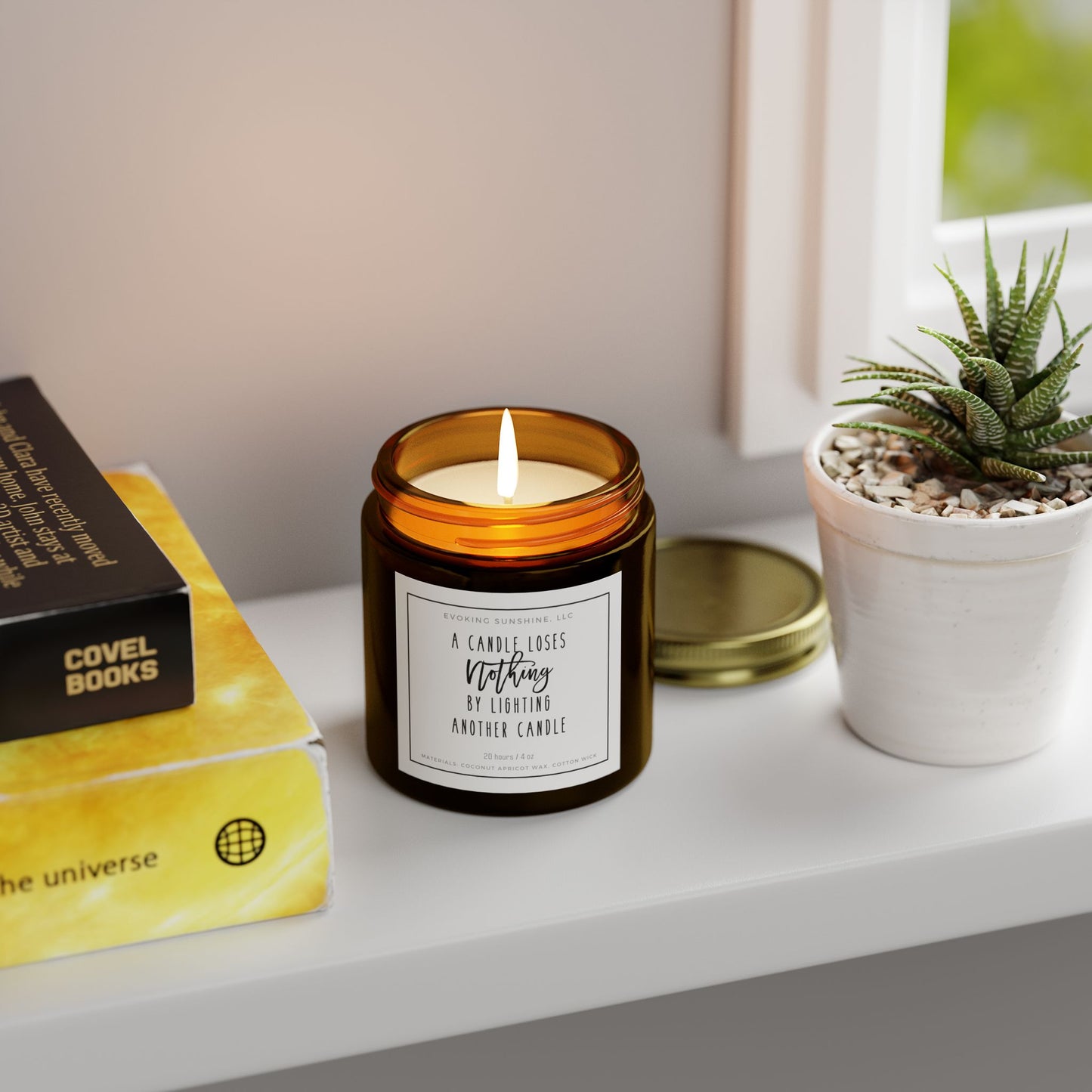 Scented Candle, 'A Candle Loses NOTHING by Lighting Another Candle', Hand-Poured in the USA, 9 Scents, Coconut Apricot Wax, 4oz or 9oz