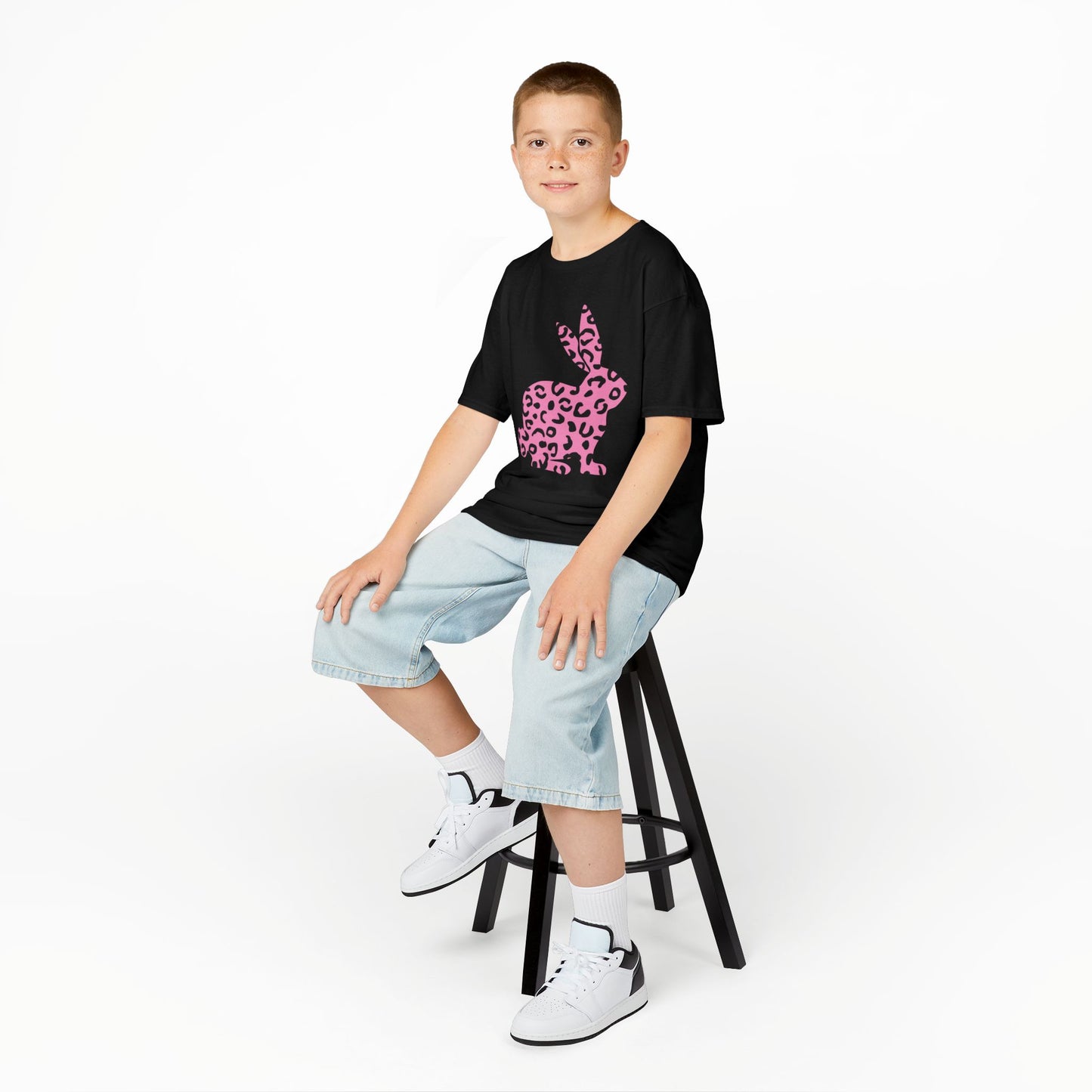 Kids Pink Leopard Bunny Shirt, Shirts for Easter, Animal Print Easter Shirt, Leopard Print Tee, Leopard T-shirt, Leopard Rabbit Shirt
