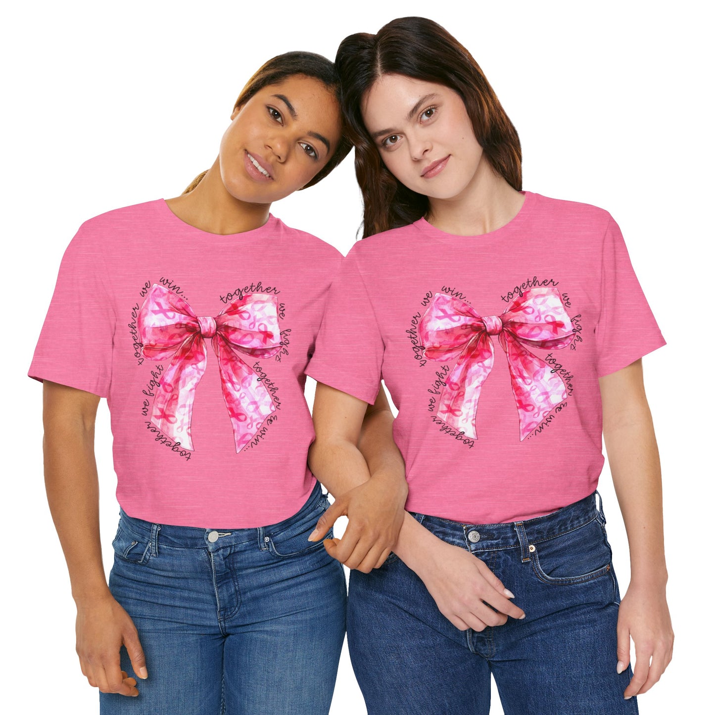 Pink Cancer Coquette Bow Tee, Breast Cancer Awareness Ribbon Shirt, Unisex Jersey Short Sleeve Top, Pink Ribbon T-shirt, Express Delivery available