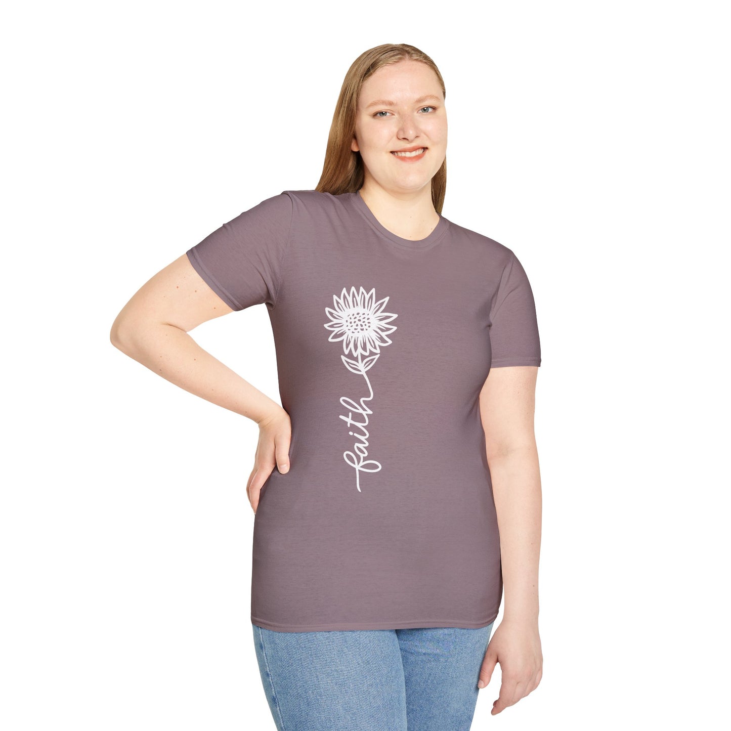 Faith-Inspired Unisex Softstyle T-Shirt - Floral Design for Everyday Wear