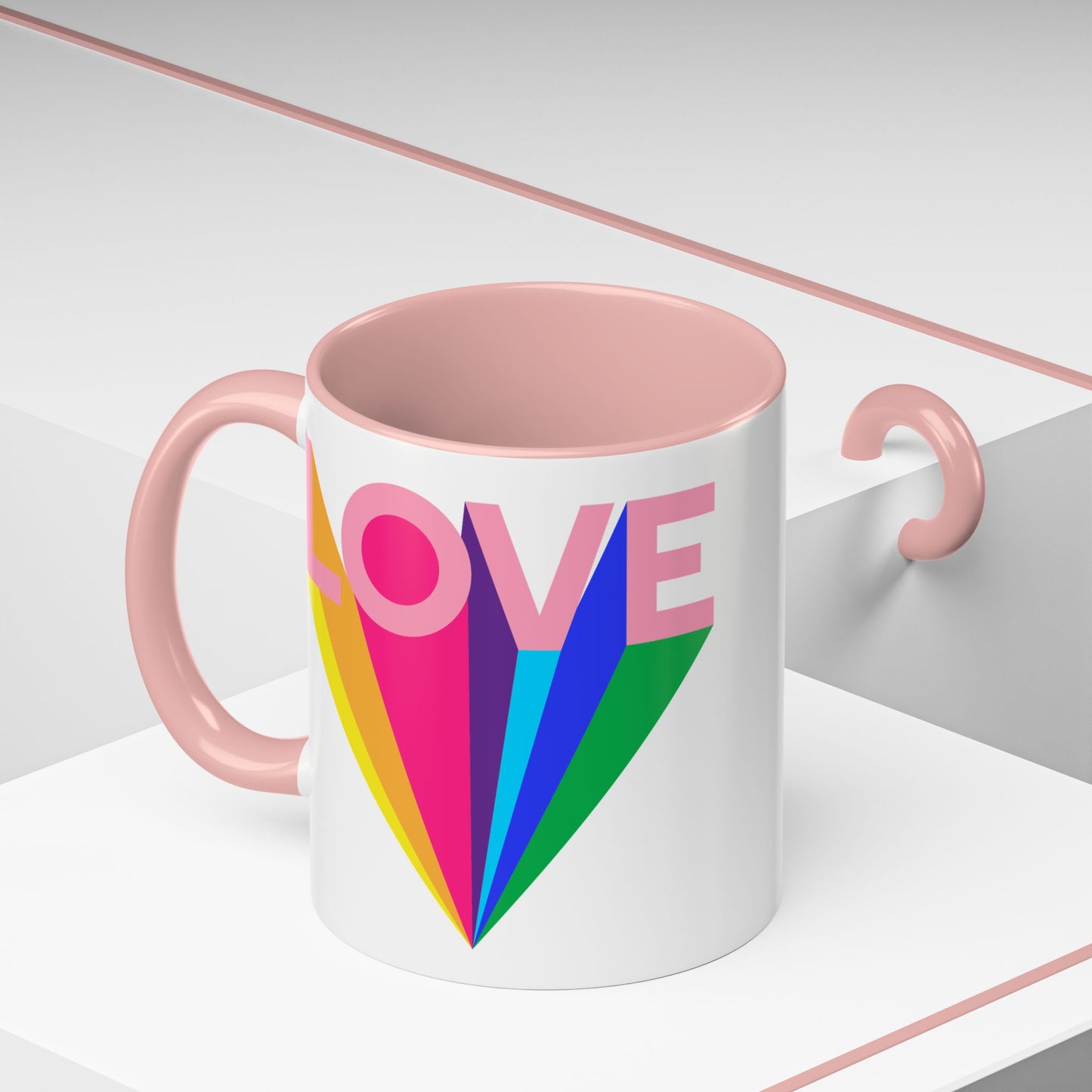 LOVE Accent Coffee Mug (11, 15oz), Rainbow mug, Coffee Lover, Valentine's gift, Tea lover, Gifts for her, Gifts for him