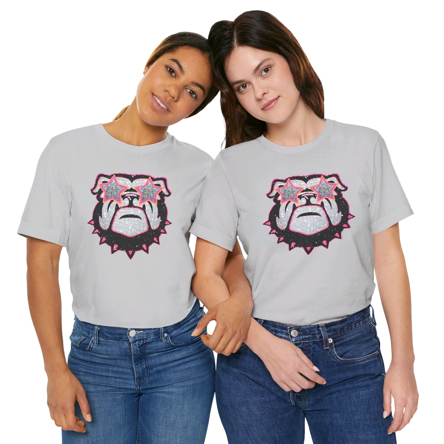 UGA Bulldog Lady Tee in Faux Black, Pink and Silver Glitter