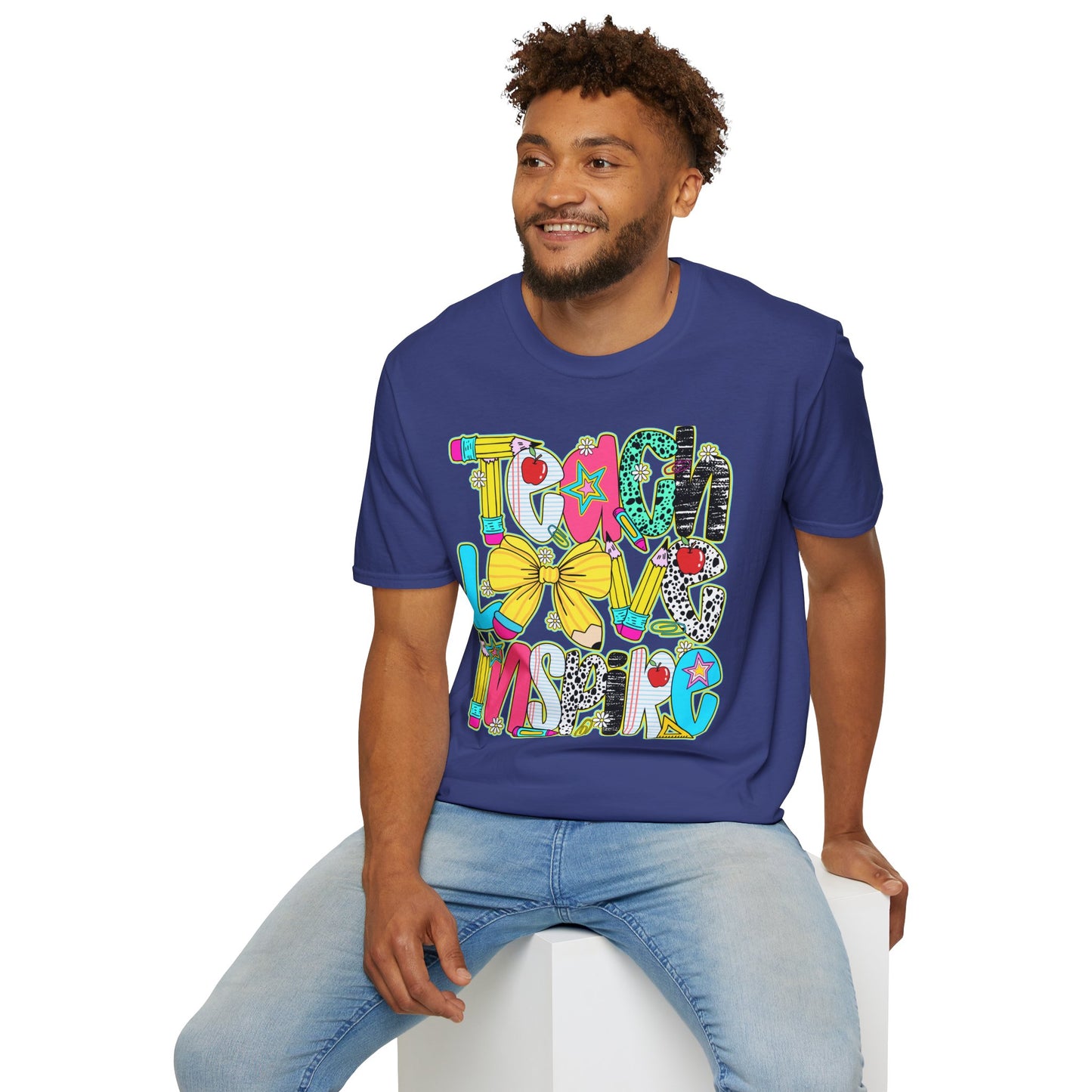 Colorful Teacher T-Shirt, Teach Love Inspire Shirt, Gift for Educators, Back to School Apparel, Inspirational Tops