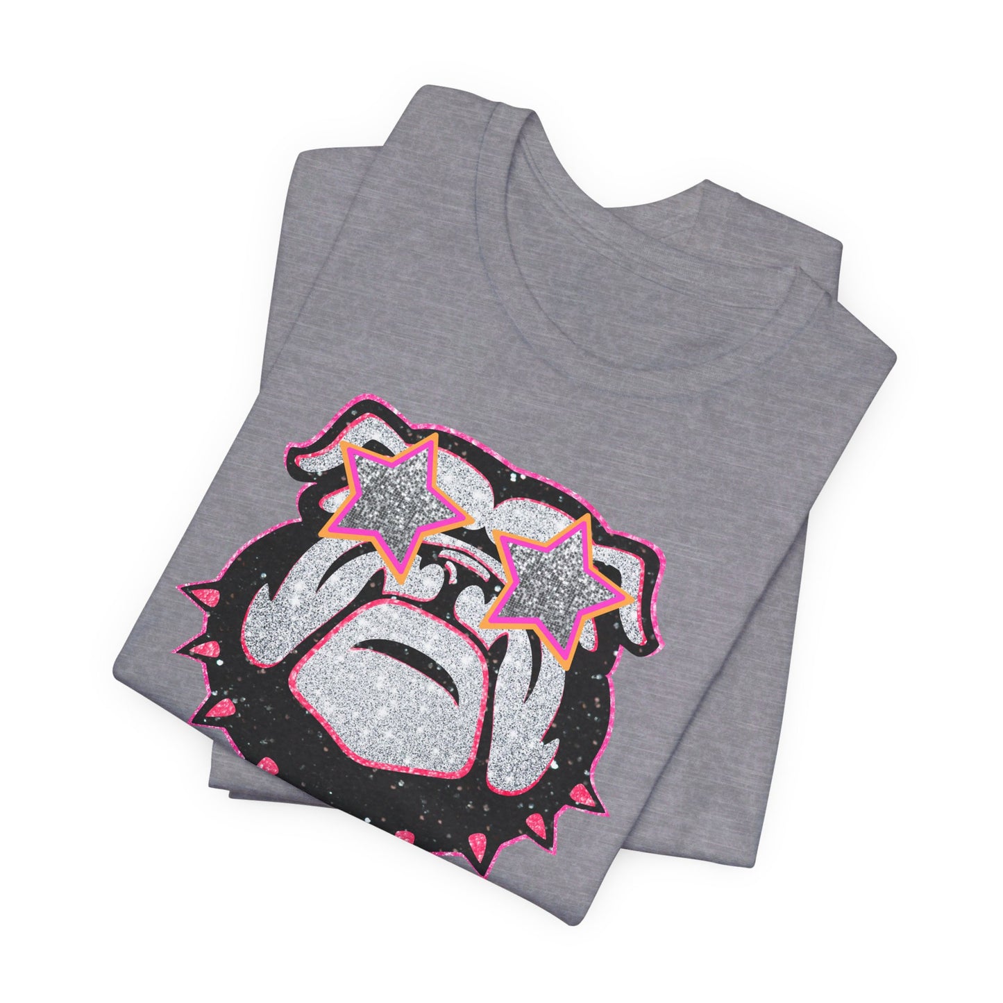 UGA Bulldog Lady Tee in Faux Black, Pink and Silver Glitter