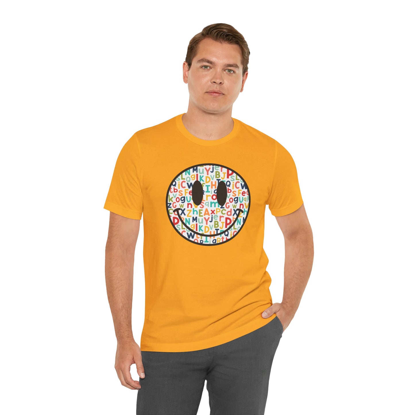 Alphabet Smiley Face Tee - Colorful and Cute - Express Delivery available