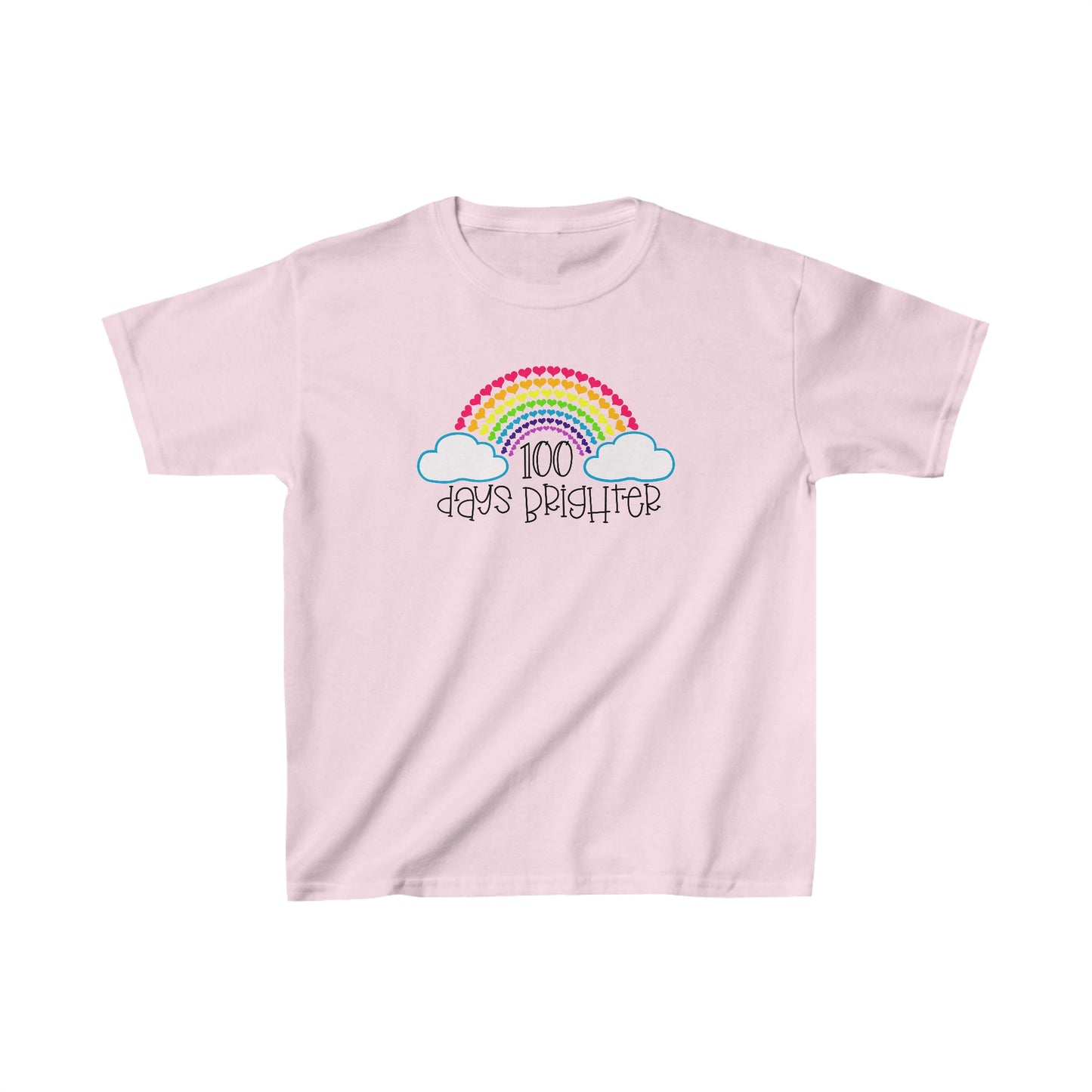 100 Days Brighter Heart Rainbow T-Shirt, School Spirt, Youth shirt