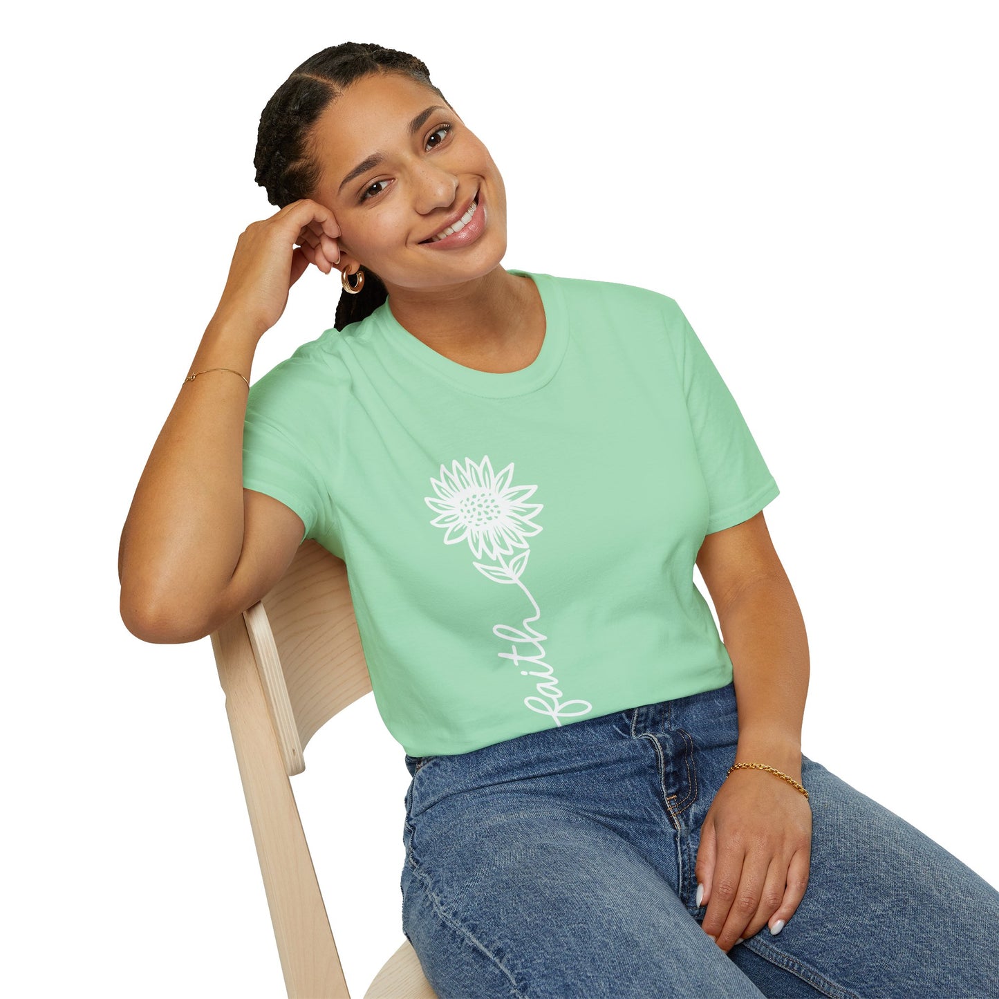 Faith-Inspired Unisex Softstyle T-Shirt - Floral Design for Everyday Wear