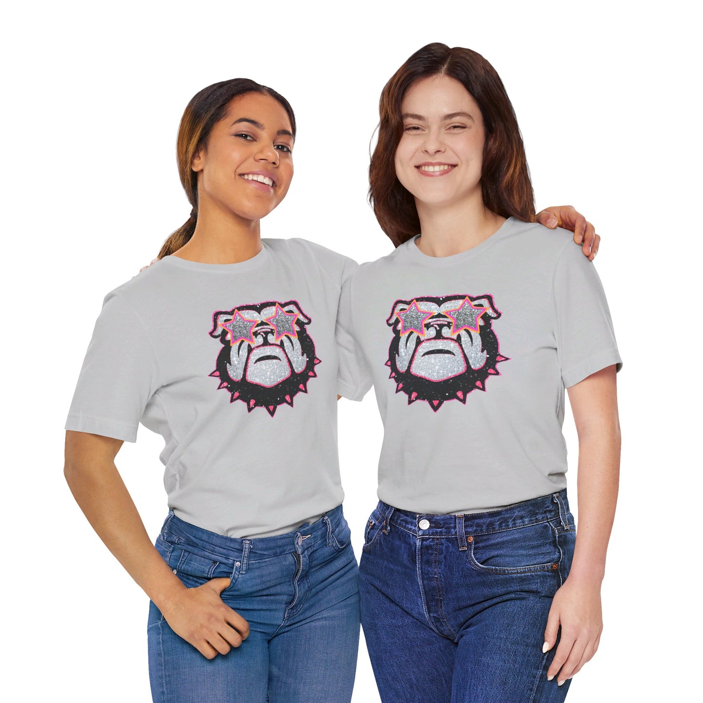 UGA Bulldog Lady Tee in Faux Black, Pink and Silver Glitter