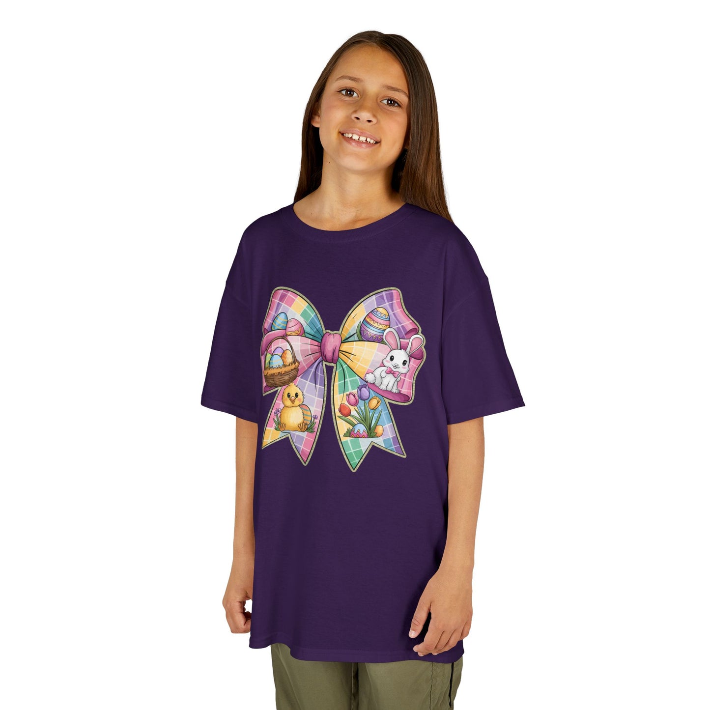 Easter Bunny Kids Tee - Cute Colorful Bow Design