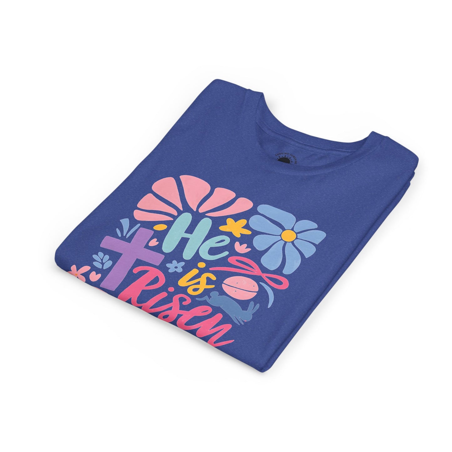 Youth Short Sleeve Tee - "He is Risen" Floral Design