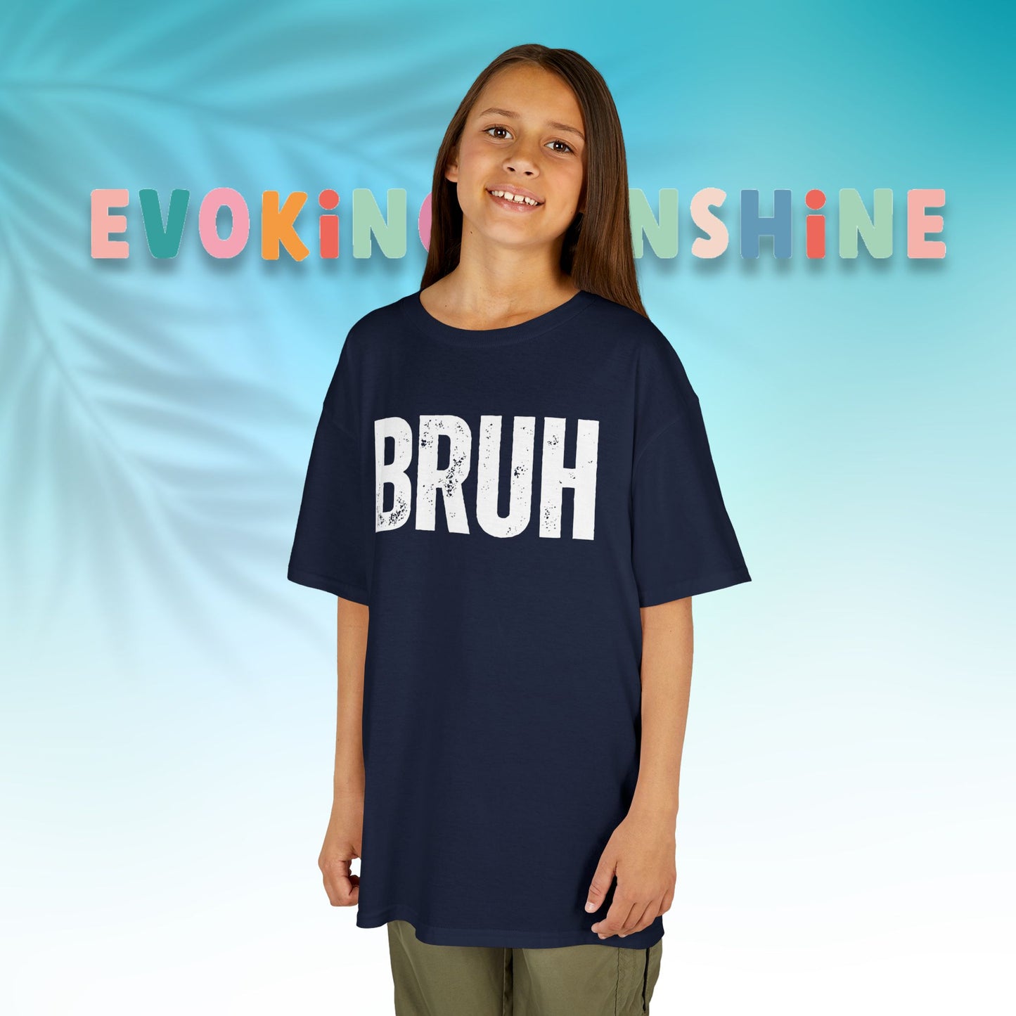 Kids Heavy Cotton™ Tee - Funny 'BRUH' Shirt for Boys & Girls, Casual Kids Wear, Gift for Birthdays, Anniversaries, Humor Apparel