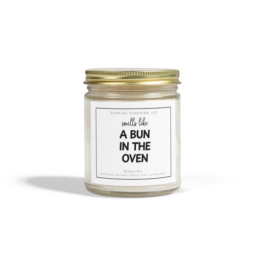9oz Scented Candle, 'Smells like a Bun in the Oven', Hand-Poured in the USA, 9 Scents, Coconut Apricot Wax
