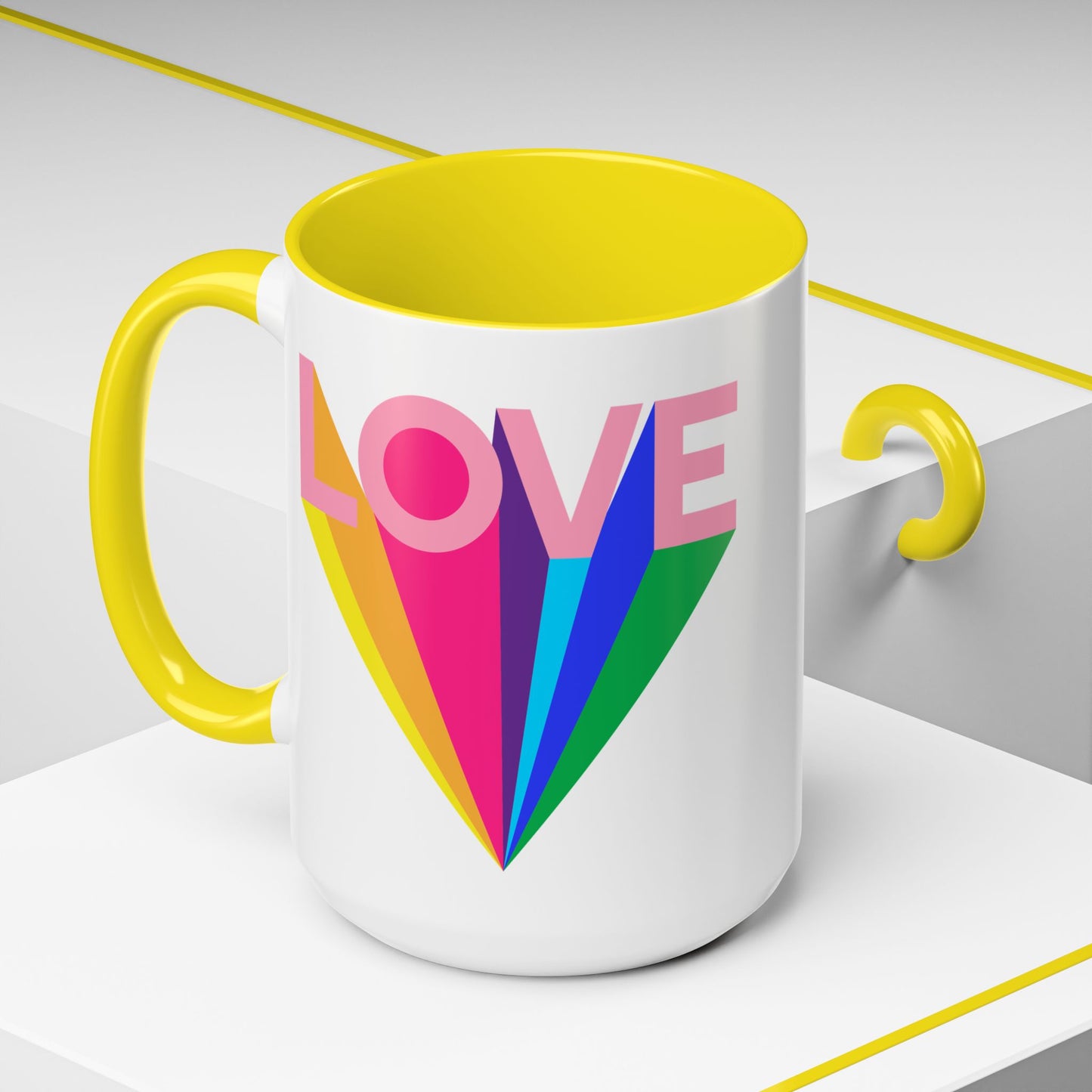 LOVE Accent Coffee Mug (11, 15oz), Rainbow mug, Coffee Lover, Valentine's gift, Tea lover, Gifts for her, Gifts for him