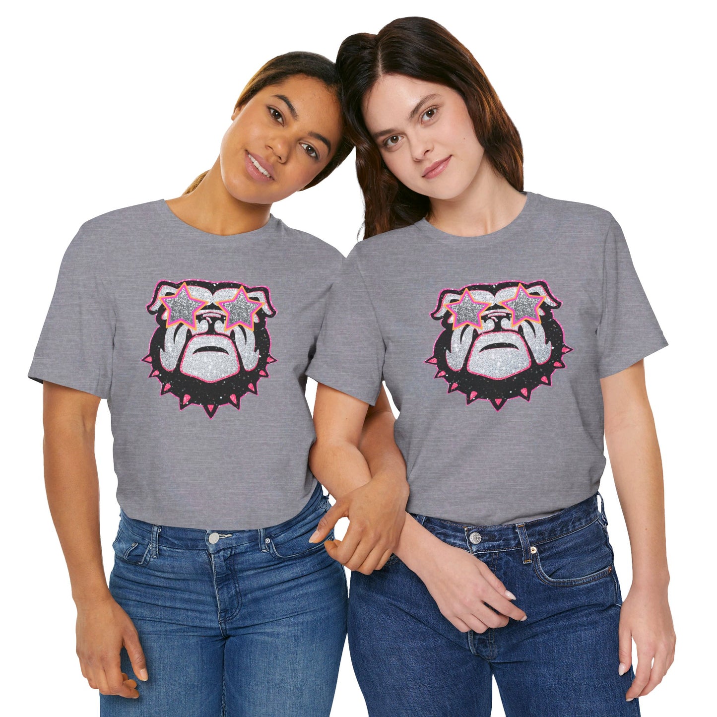 UGA Bulldog Lady Tee in Faux Black, Pink and Silver Glitter