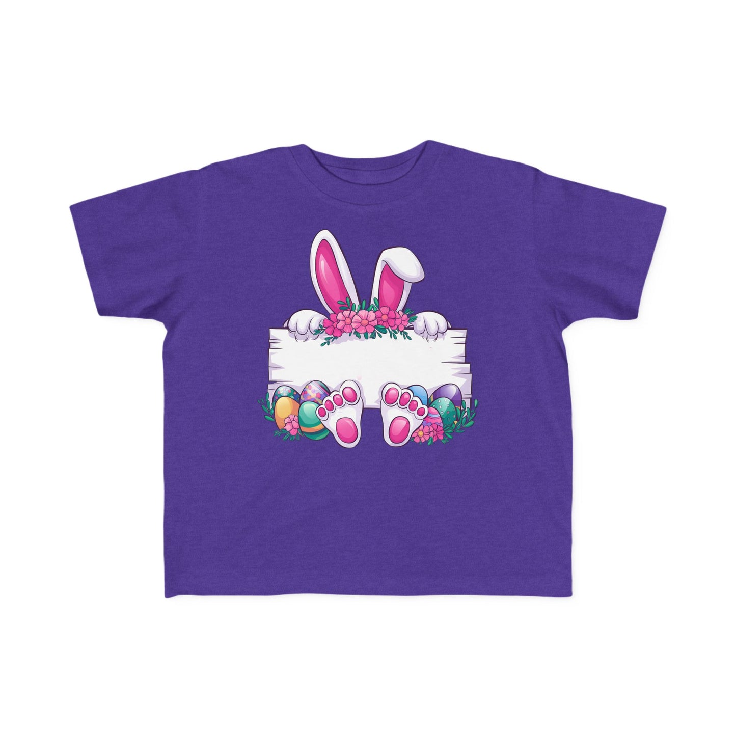 Personalized Cute Easter Bunny Toddler T-Shirt with Colorful Eggs