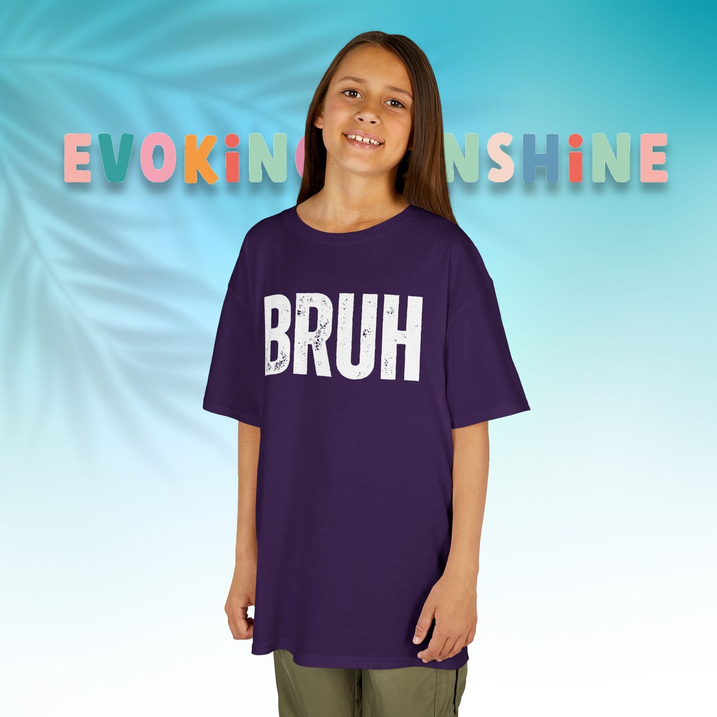 Kids Heavy Cotton™ Tee - Funny 'BRUH' Shirt for Boys & Girls, Casual Kids Wear, Gift for Birthdays, Anniversaries, Humor Apparel