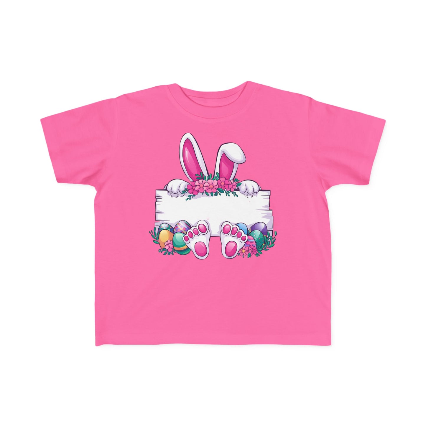 Personalized Cute Easter Bunny Toddler T-Shirt with Colorful Eggs