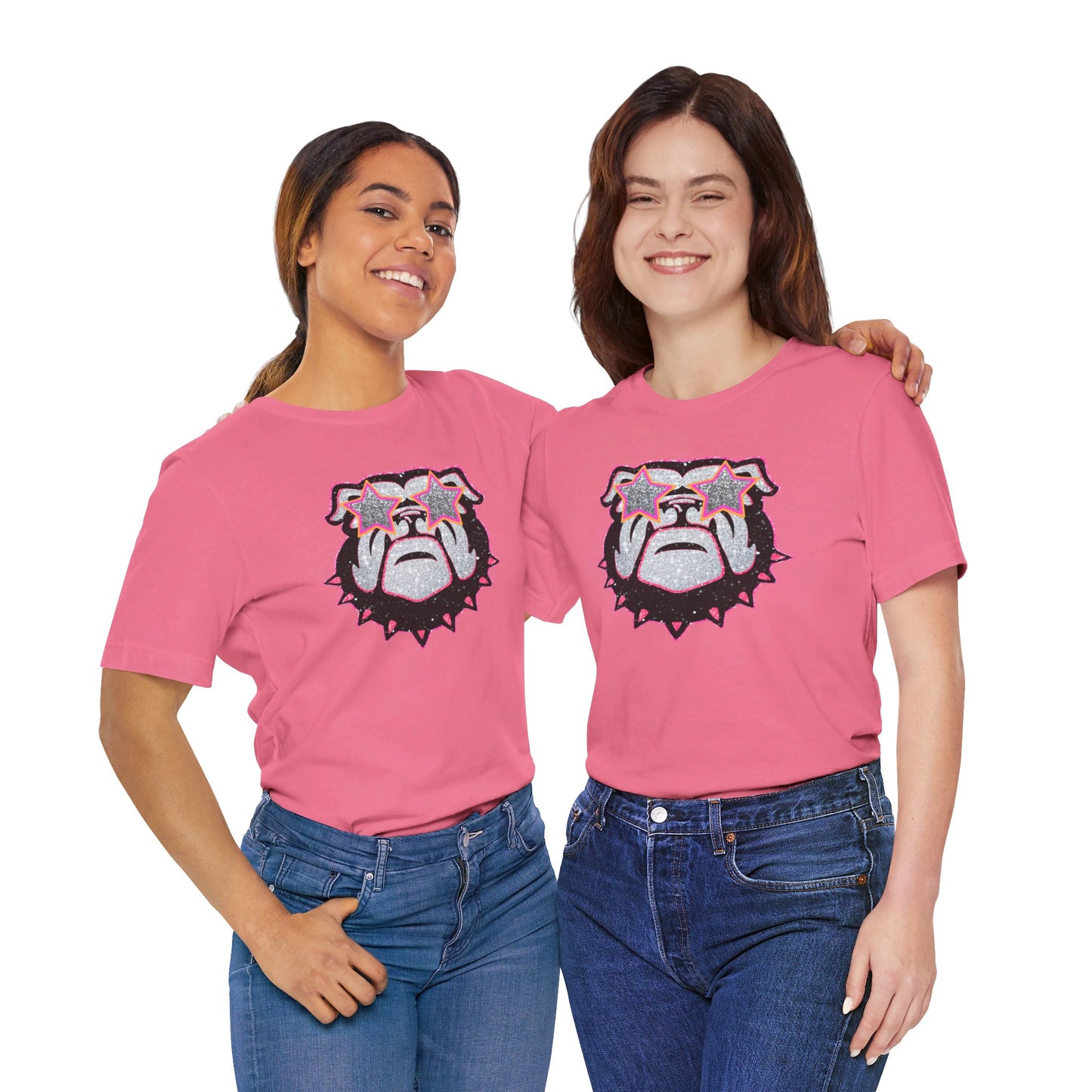 UGA Bulldog Lady Tee in Faux Black, Pink and Silver Glitter