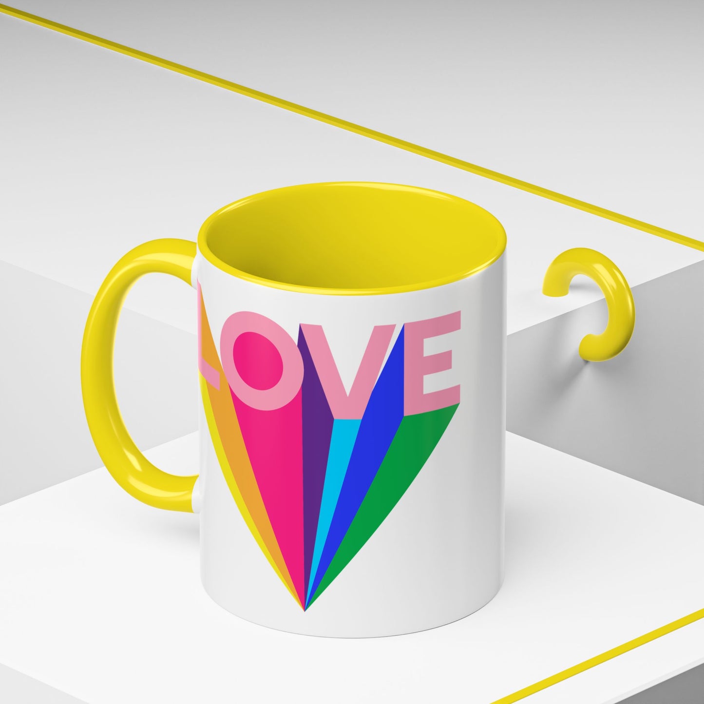 LOVE Accent Coffee Mug (11, 15oz), Rainbow mug, Coffee Lover, Valentine's gift, Tea lover, Gifts for her, Gifts for him