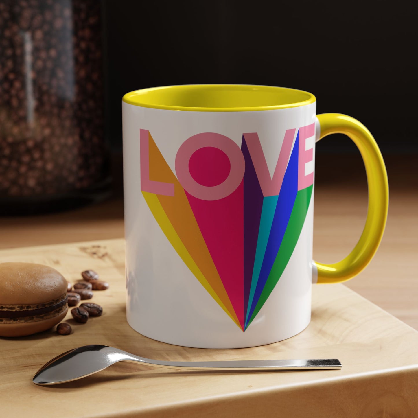 LOVE Accent Coffee Mug (11, 15oz), Rainbow mug, Coffee Lover, Valentine's gift, Tea lover, Gifts for her, Gifts for him