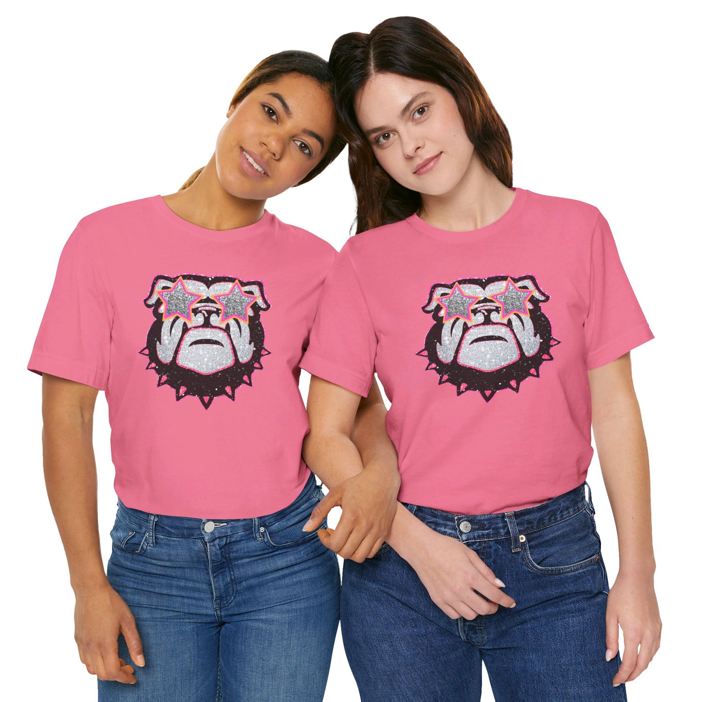 UGA Bulldog Lady Tee in Faux Black, Pink and Silver Glitter