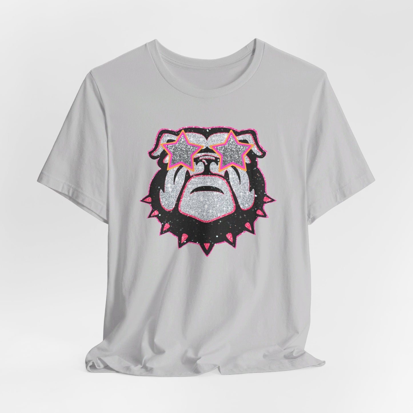 UGA Bulldog Lady Tee in Faux Black, Pink and Silver Glitter