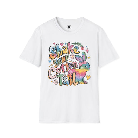 Colorful Bunny Graphic Unisex Softstyle T-Shirt - 'Shake Your Cotton Tail'