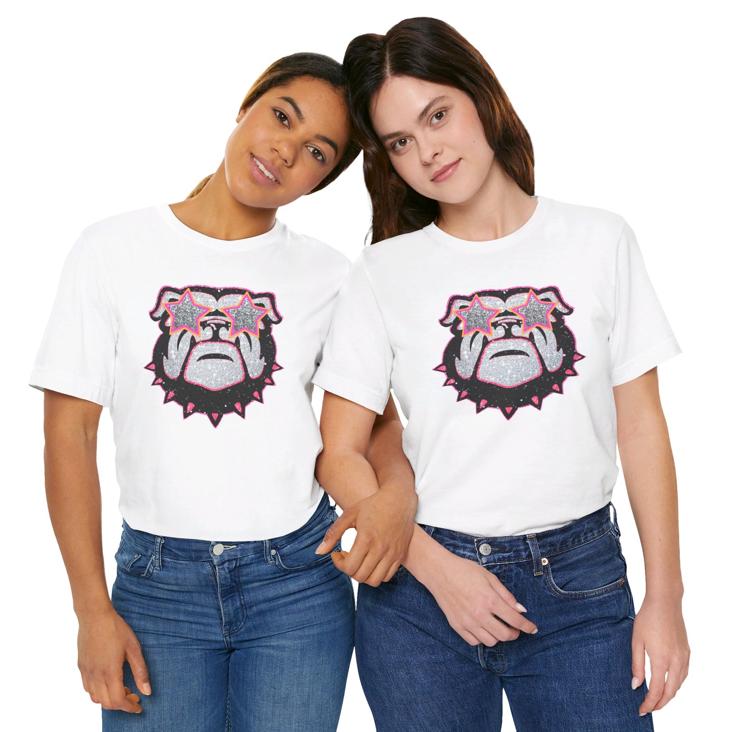 UGA Bulldog Lady Tee in Faux Black, Pink and Silver Glitter