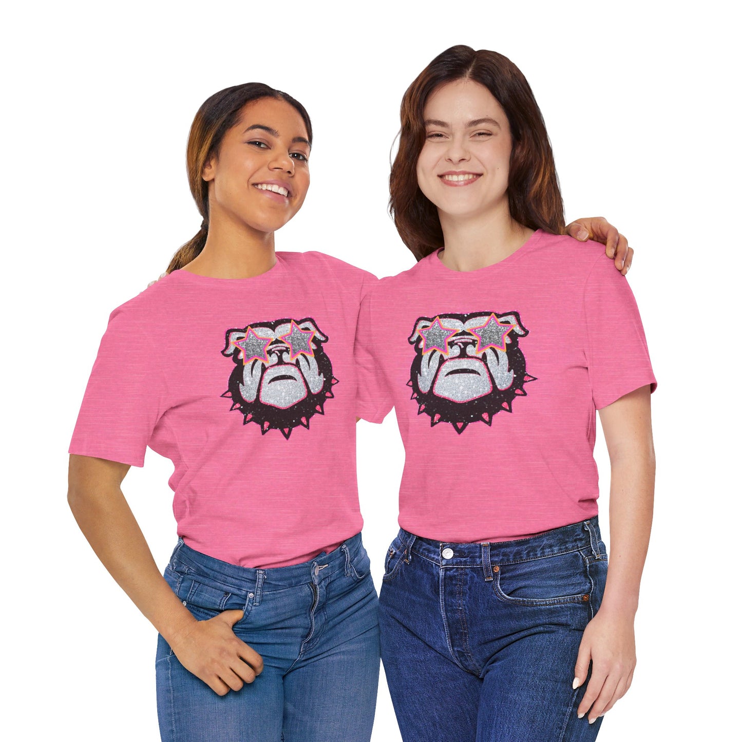UGA Bulldog Lady Tee in Faux Black, Pink and Silver Glitter