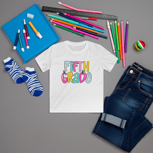 Fifth Grade Kids Tee, Fun Back-to-School Shirt, First Day of School, Last Year of Elementary School, Back to School