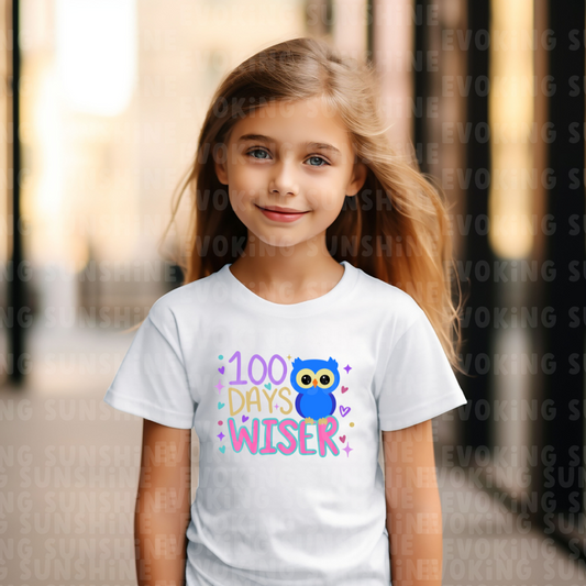 100 Days of Wiser Owl T-Shirt, Youth, School Spirit