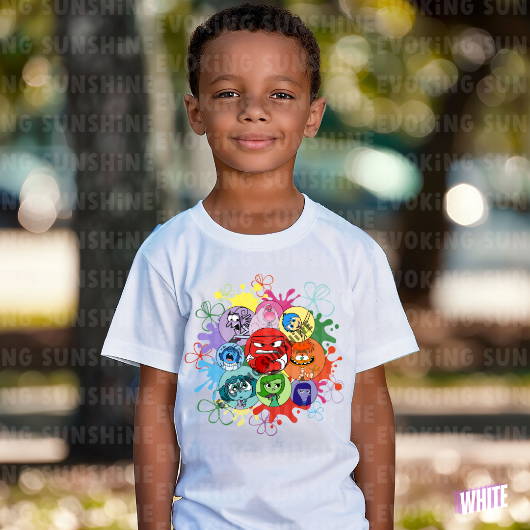 Kids Tee, Inside Out Characters Headshot Design, It's Okay to Feel All the Feels, Joy Sadness Fear Disgust Anger, Children's Shirt