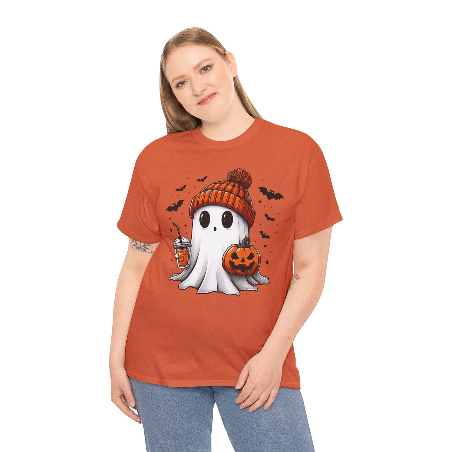 Pumpkin Season Vibes - Cute Ghost - Adult Unisex Tee