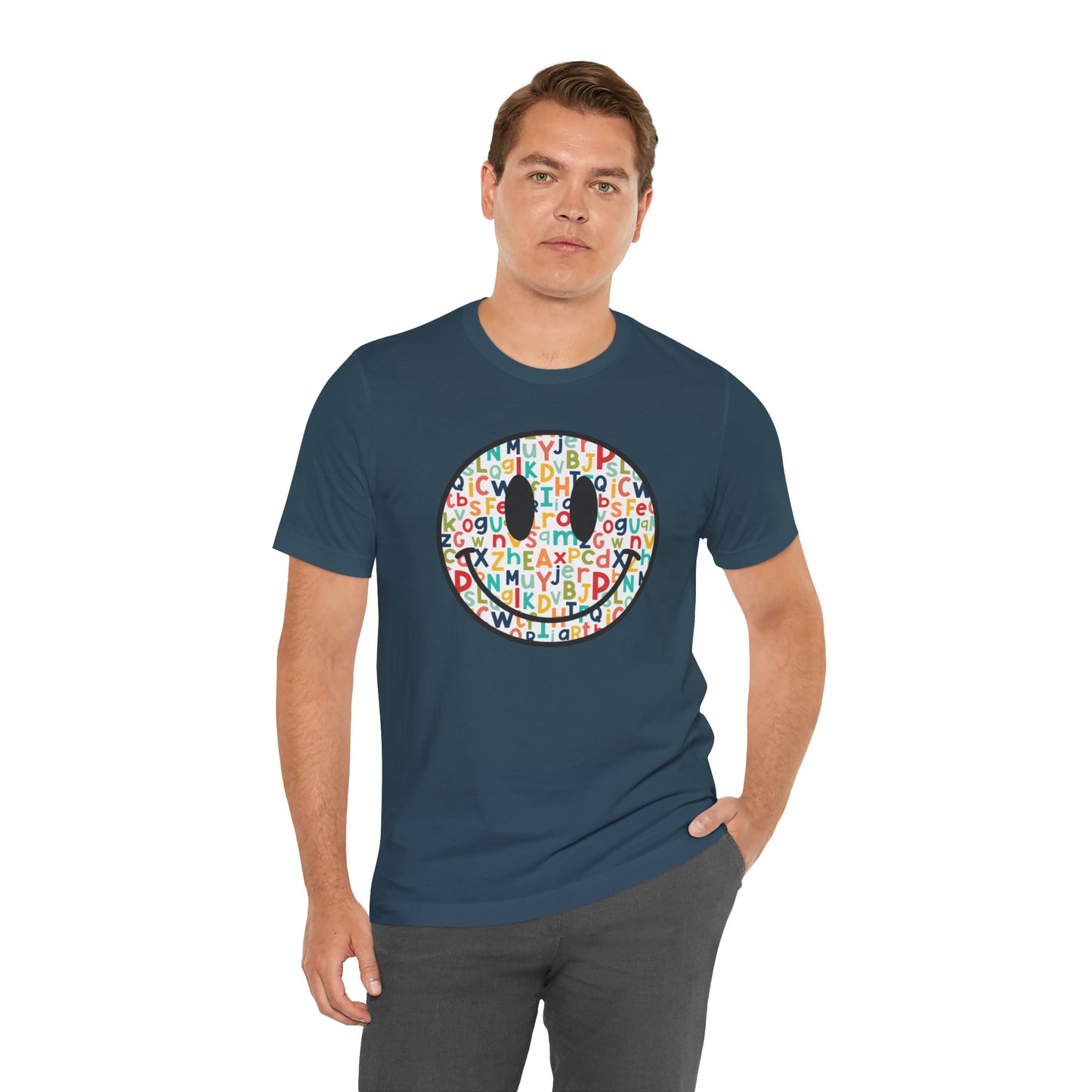 Alphabet Smiley Face Tee - Colorful and Cute - Express Delivery available