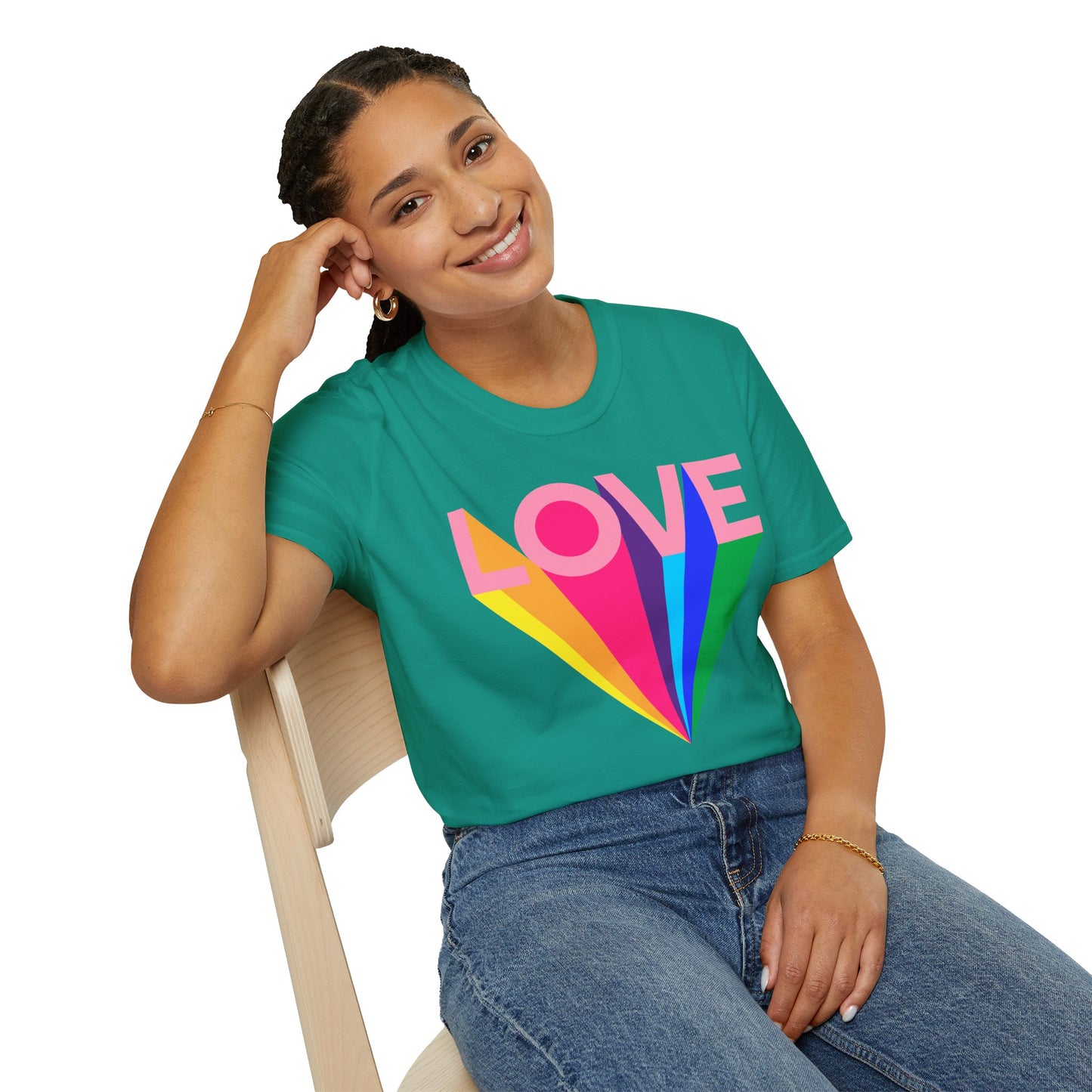 Love Rainbow Pop Out Unisex T-Shirt, Rainbow Love Tee, Colorful Graphic Shirt, Valentine's T-shirt