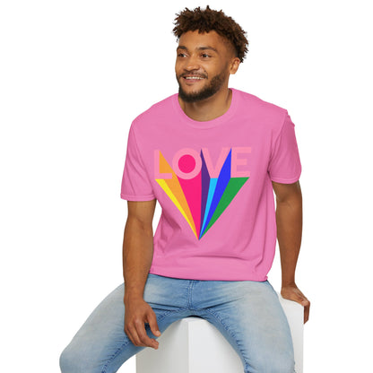 Love Rainbow Pop Out Unisex T-Shirt, Rainbow Love Tee, Colorful Graphic Shirt, Valentine's T-shirt