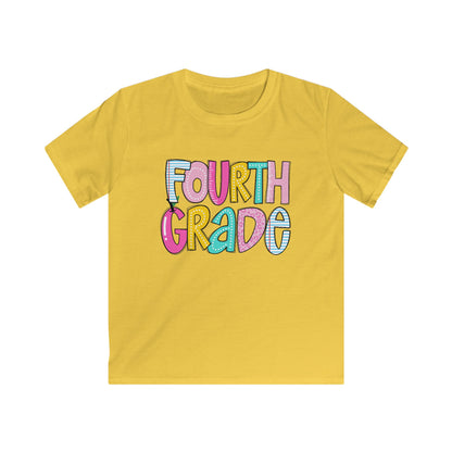 Colorful Fourth Grade Kids Tee, Kids Softstyle Shirt, Cute School Apparel, Back to School Gift, First Day of School, Elementary School
