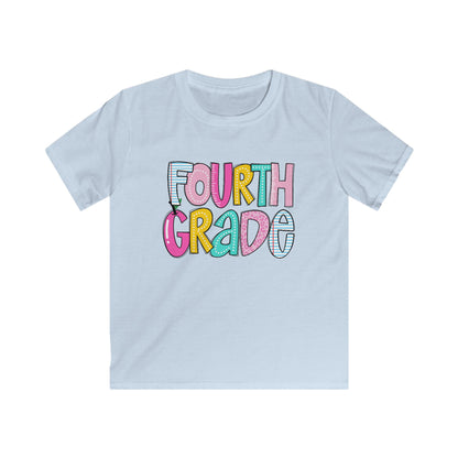 Colorful Fourth Grade Kids Tee, Kids Softstyle Shirt, Cute School Apparel, Back to School Gift, First Day of School, Elementary School