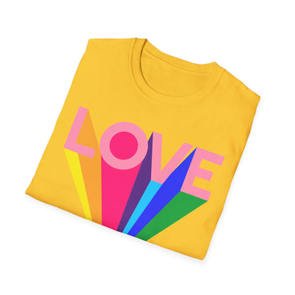 Love Rainbow Pop Out Unisex T-Shirt, Rainbow Love Tee, Colorful Graphic Shirt, Valentine's T-shirt