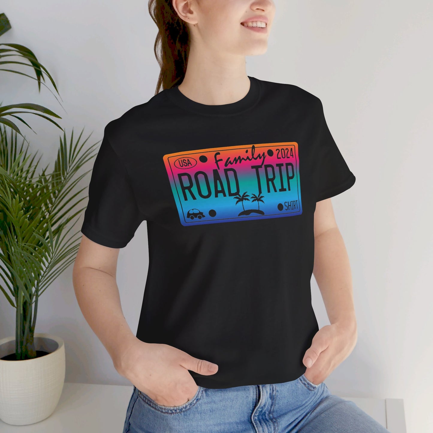 License Plate Family Road Trip 2024, Adult, Unisex Jersey Short Sleeve Tee Express Delivery available