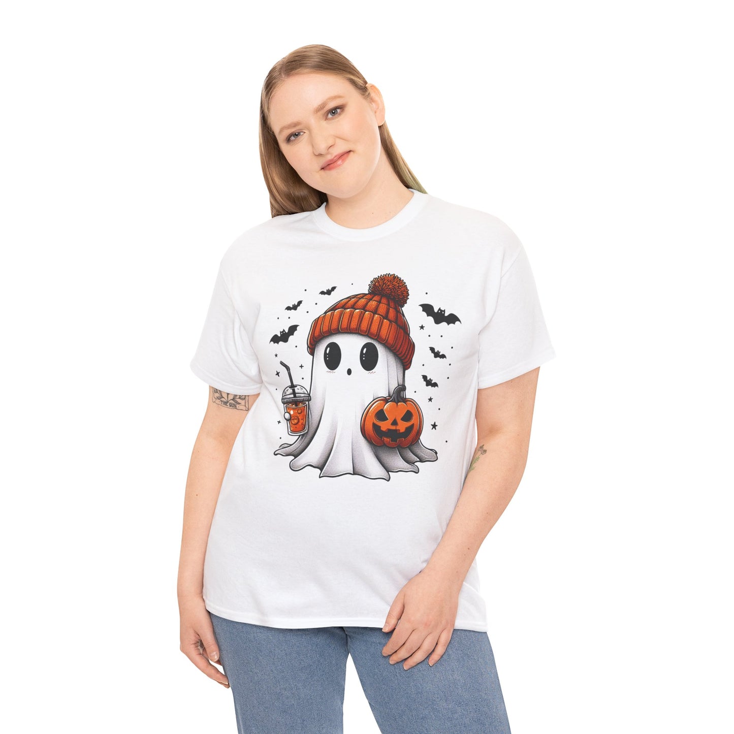 Pumpkin Season Vibes - Cute Ghost - Adult Unisex Tee