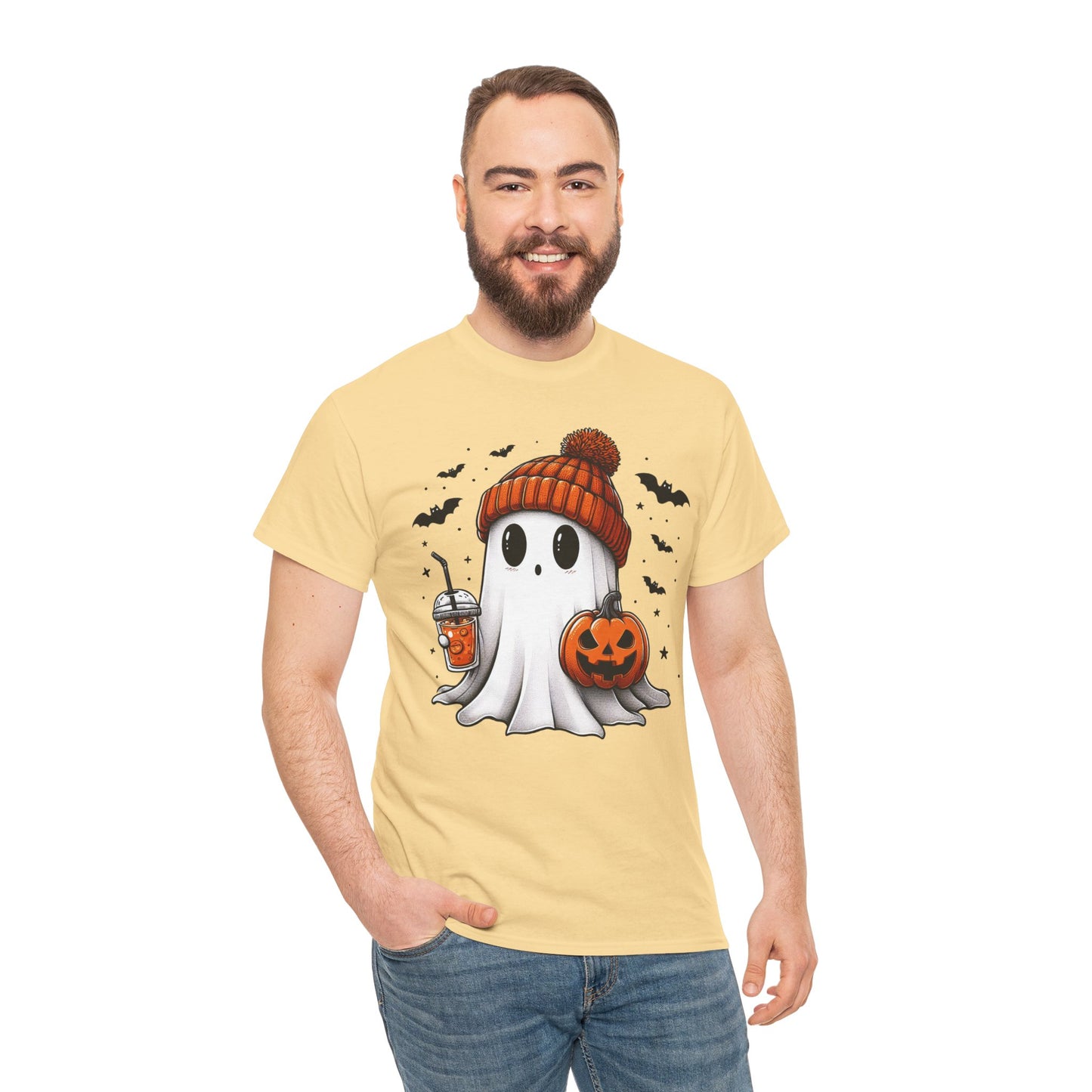 Pumpkin Season Vibes - Cute Ghost - Adult Unisex Tee