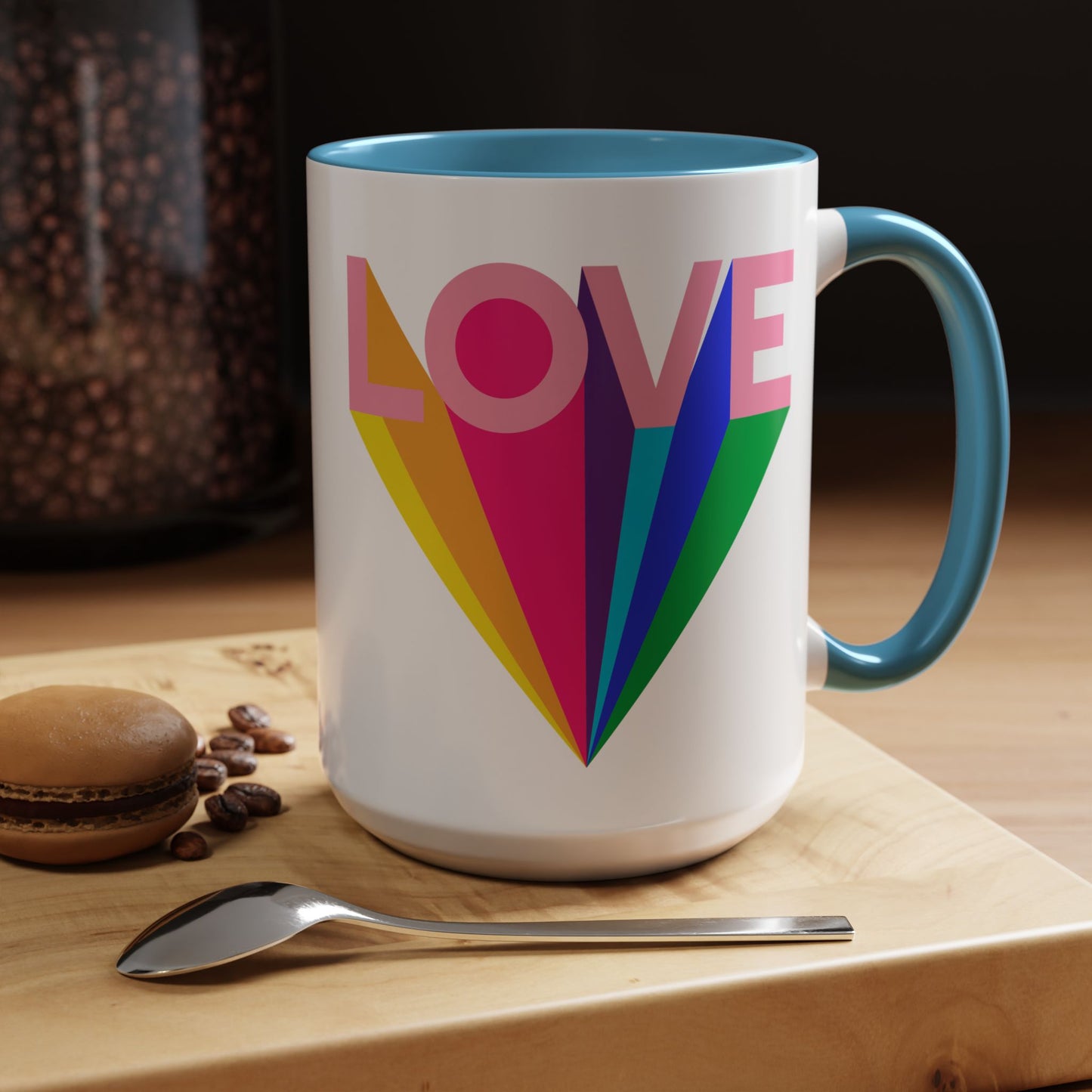 LOVE Accent Coffee Mug (11, 15oz), Rainbow mug, Coffee Lover, Valentine's gift, Tea lover, Gifts for her, Gifts for him