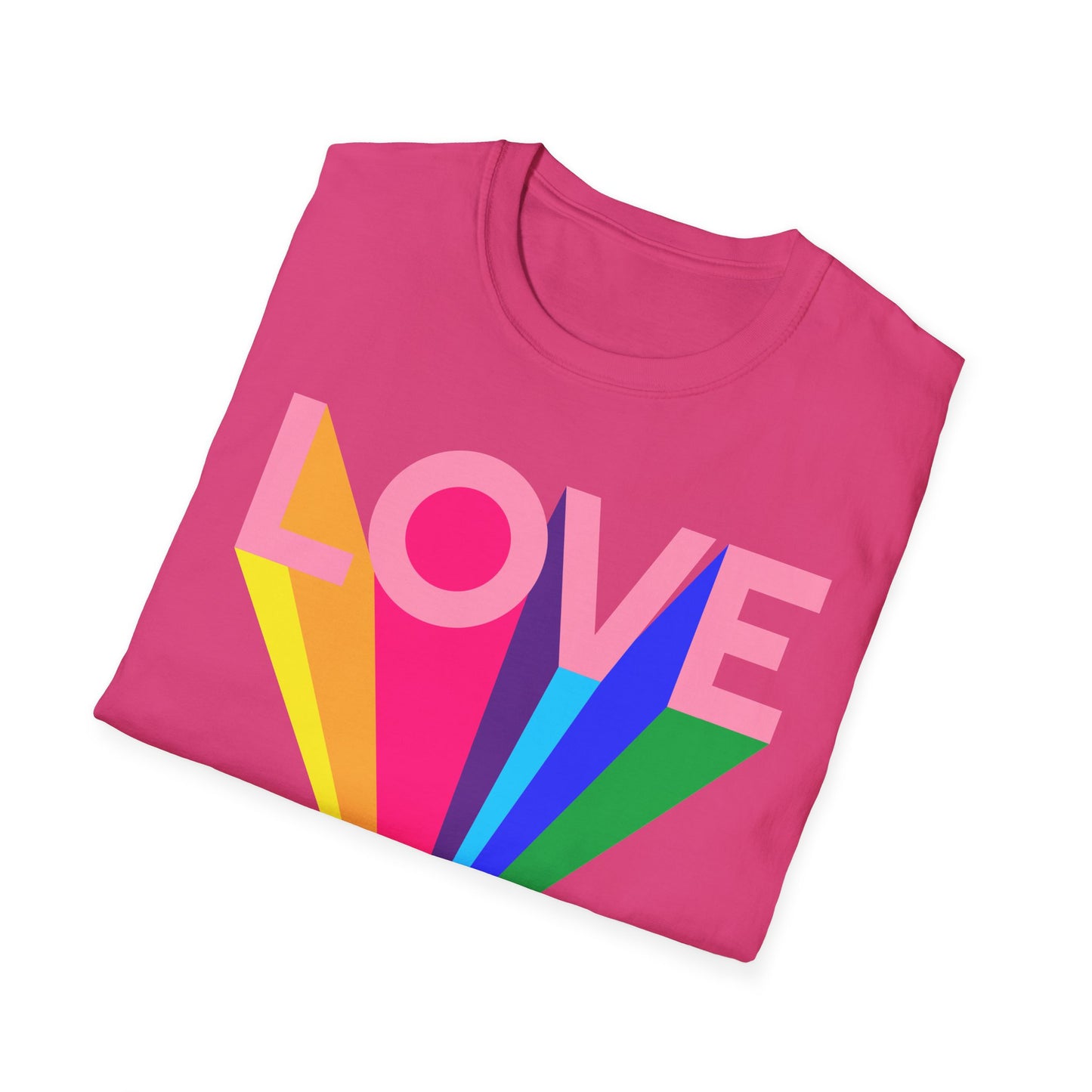 Love Rainbow Pop Out Unisex T-Shirt, Rainbow Love Tee, Colorful Graphic Shirt, Valentine's T-shirt